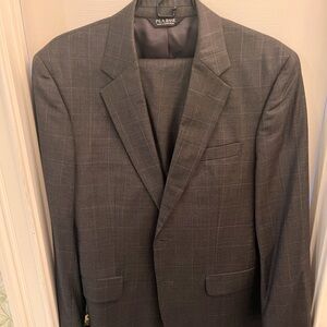 Jos. A. Bank Mens Wool Suit Blazer Long Sleeves Notch Lapel Pinstripe Black 40R